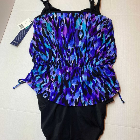 NWT Longitude Side Ruched Purple One Piece Swimsuit - Picture 3 of 4